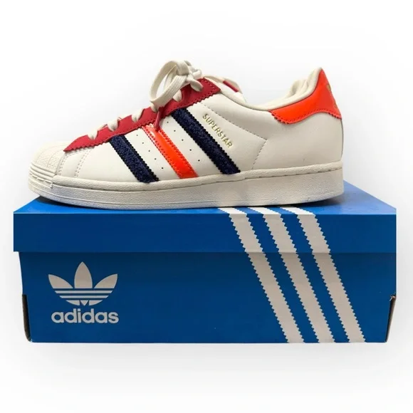 ADIDAS Superstar Shoes in Off White /Better Scarlet /Solar Red, Size 7 - Picture 14 of 16